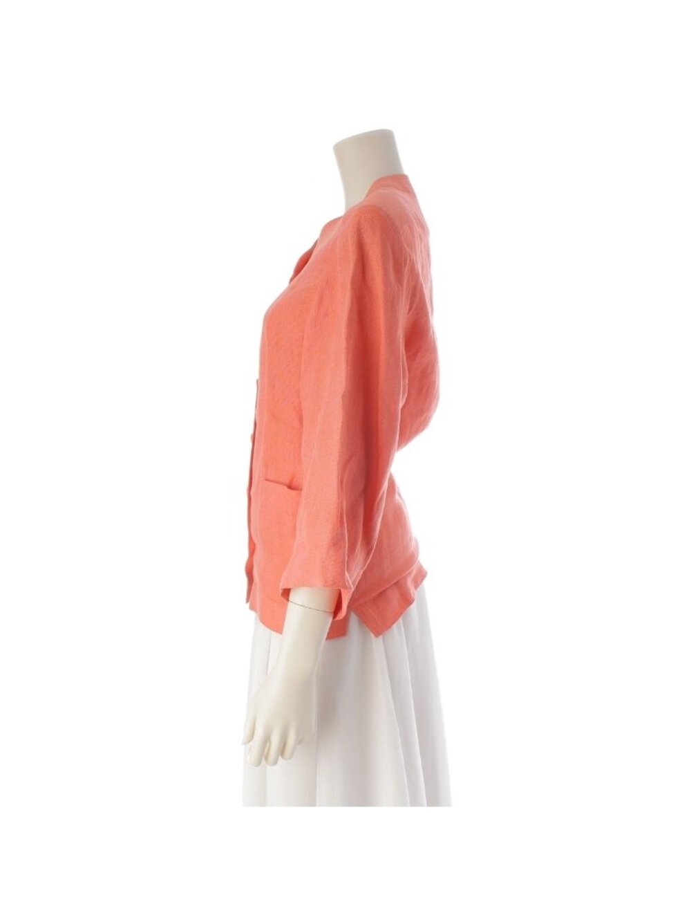 Chanel Linen CC Logo Coco Button Collarless Jacket Pink - Picture 3 of 10